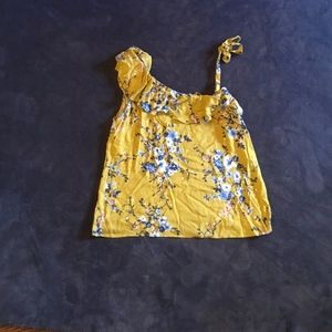 ruffled shoulder floral blouse